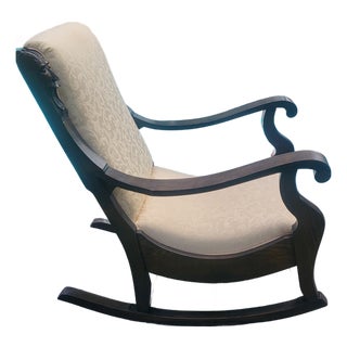 Antique Hand Carved Faces of the North Wind Wood Rocking Chair For Sale