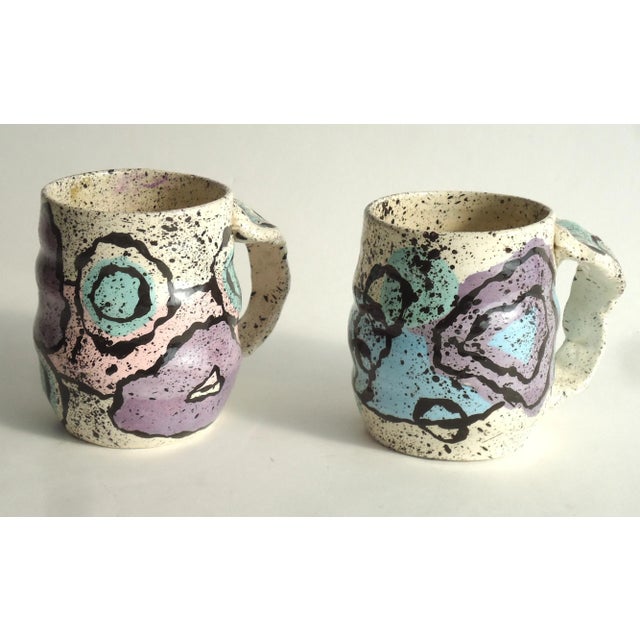 Memphis Vintage Babat Memphis Style Studio Ceramic Mugs - a Pair For Sale - Image 3 of 5