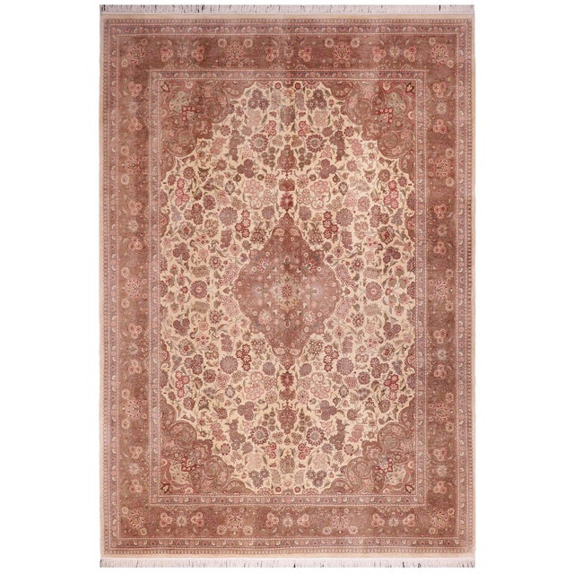 Herritage Kashan Pak-Persian Ivory/Brown Wool Rug - 9'2'' X 12'1'' For Sale - Image 9 of 9