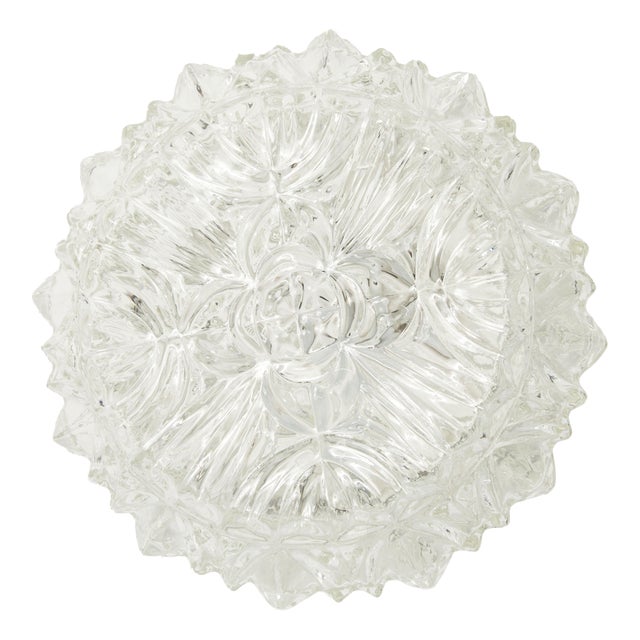 Vintage Round Floral Glass Ceiling Light, 1960s For Sale