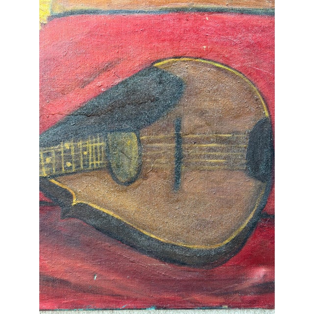 Still Life Mandolin and Flowers Painting by Abe Zuckerman, 1958 For Sale - Image 9 of 16