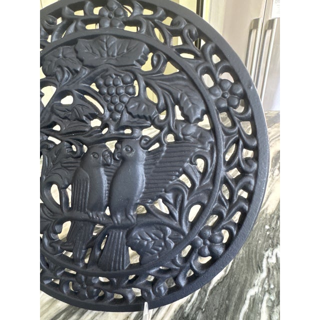 Vintage Parrot Motif Cast Iron Kitchen Trivet For Sale - Image 11 of 12