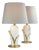 Vintage White Gold Ceramic Table Lamps, 1980s, Set of 2 For Sale
