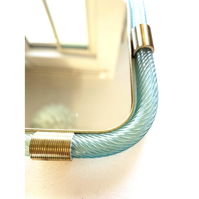 Murano Luxury Azzure "Torchon- Torciglione" Murano Glass Wall Mirror For Sale - Image 4 of 7