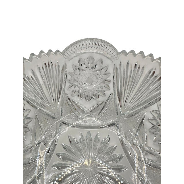 Vintage American Brilliant Period Cut Glass Bowl With Hobstar Sawtooth Rim For Sale - Image 9 of 12