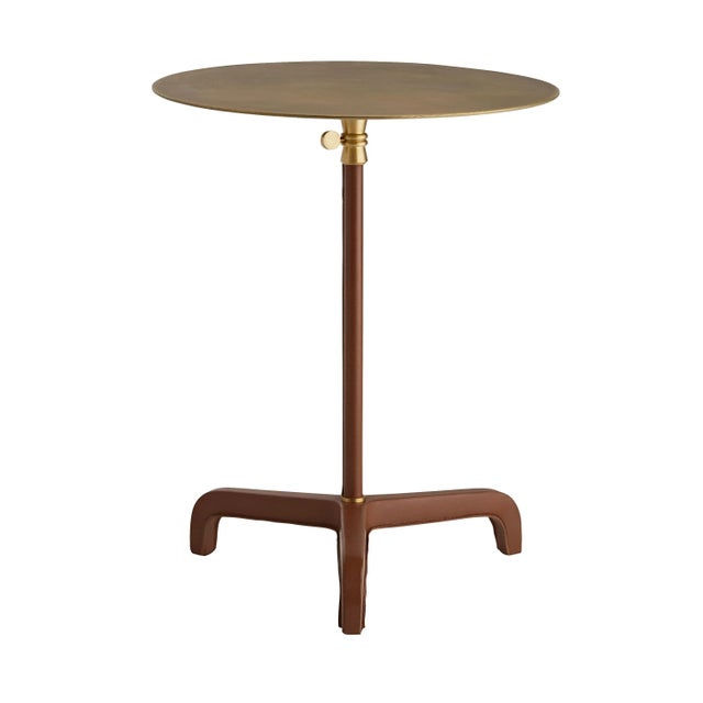 Celerie Kemble for Arteriors Addison Large Accent Table in Brown Leather For Sale In Dallas - Image 6 of 7