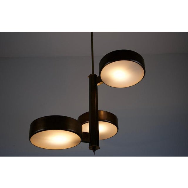 Mid-Century Brass and Glass Ceiling Lamp by Stilnovo, Italy, 1960s For Sale - Image 9 of 12