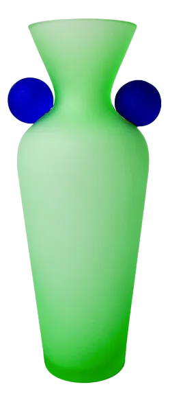 Green and Blue Satin Murano Glass Vase, Italy, 1980s