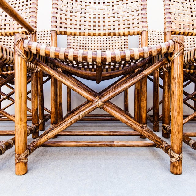McGuire Vintage McGuire Antalya Dining Chairs in Bamboo & Laced Rawhide For Sale - Image 4 of 18