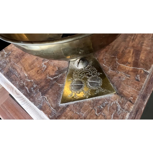 Engraved Brass and Wood Coffee Grinder Box Mill ,Antique French-Style For Sale - Image 9 of 9