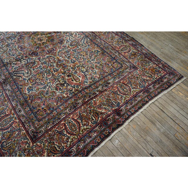 1920s Antique Floral Handknotted Wool Persian Kerman Hallway Runner Carpet Rug For Sale - Image 11 of 13