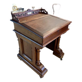 Early 1800s Davenport Desk With Gingerbread Gallery For Sale