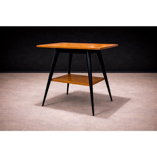 1950s Side Table With a Swivel Top in Pau Marfim & Ebony Finish, Unknown, 1950s For Sale - Image 5 of 9