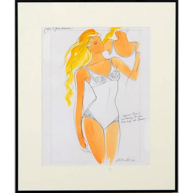 Antonio Caro Fantastic Set of Five Fashion Illustrations by Antonio Lopez For Sale - Image 4 of 7