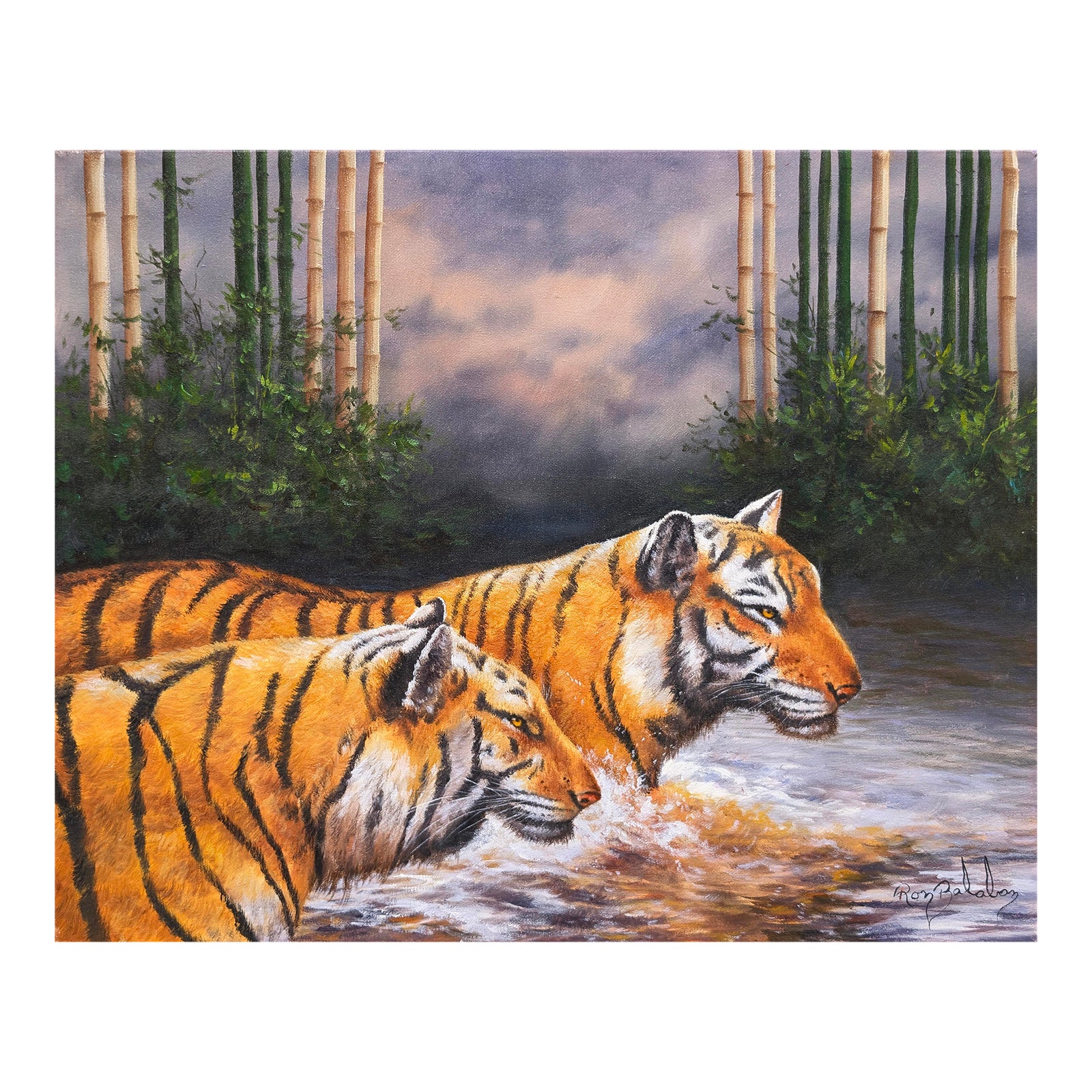 Ron Balaban, Tigers (Original Oil Painting on Canvas) | Chairish