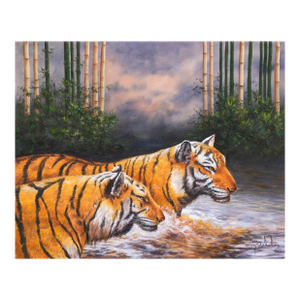 Ron Balaban, Tigers (Original Oil Painting on Canvas)