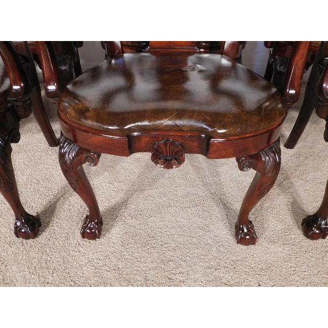 Set of 10 Kindel Winterthur Mahogany Queen Anne Ball Claw Dining Arm Chairs For Sale - Image 13 of 17