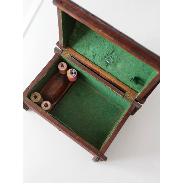 Antique Folk Art Log Cabin Sewing Box For Sale - Image 10 of 17
