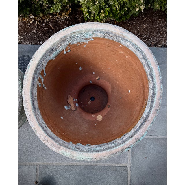 Pair Anduze-Form Planters, Festoon Relief, Glazed Terracotta For Sale - Image 15 of 16