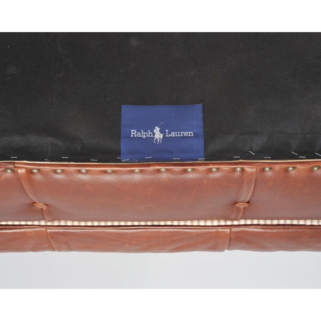 Ralph Lauren English Brierly Leather Writer's Ottoman 4 Ft For Sale - Image 15 of 18
