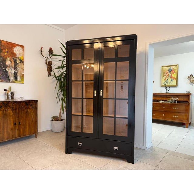 Black Antique Art Nouveau Display Cabinet, 1890s For Sale - Image 8 of 16