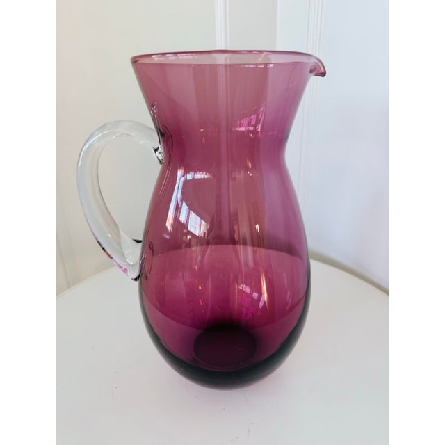 Amethyst Mid-Century Modern Amethyst Glass Pitcher For Sale - Image 8 of 9