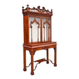 Late Chinese Victorian Chippendale Style Mahogany Display Cabinet, 1890 For Sale