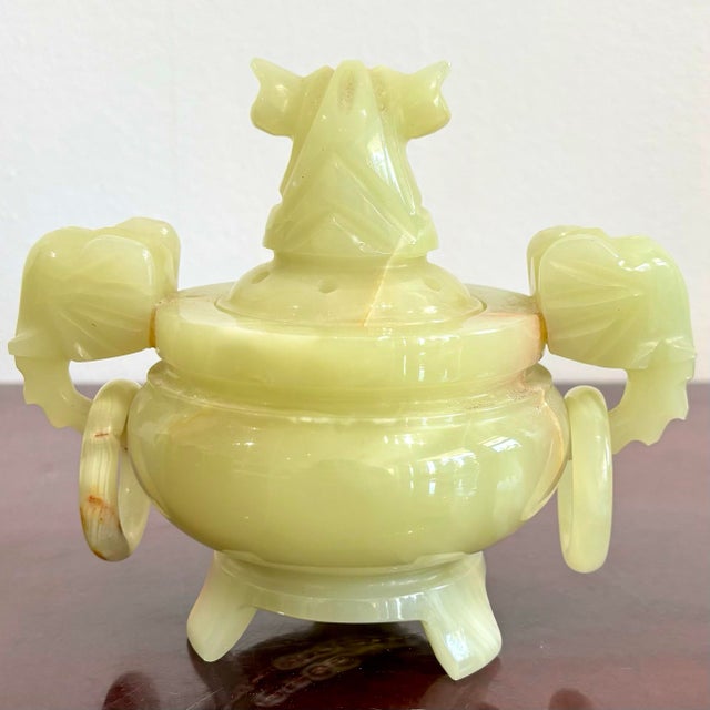 Chinese Vintage Boho Onyx Lidded Bowl For Sale - Image 3 of 9