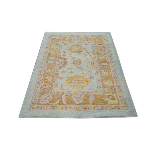 Early 21st Century Modern Turkish Oushak Rug 4'2" x 5'8" For Sale - Image 5 of 6