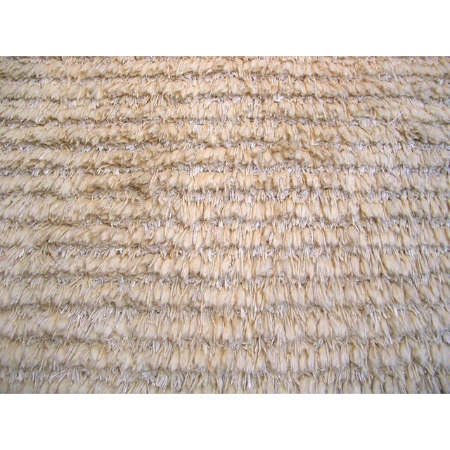 Late 20th Century 1970s White Cream Stripe Modern Vintage Moroccan Shag Rug 8' X 9'9" Wool Carpet For Sale - Image 5 of 6