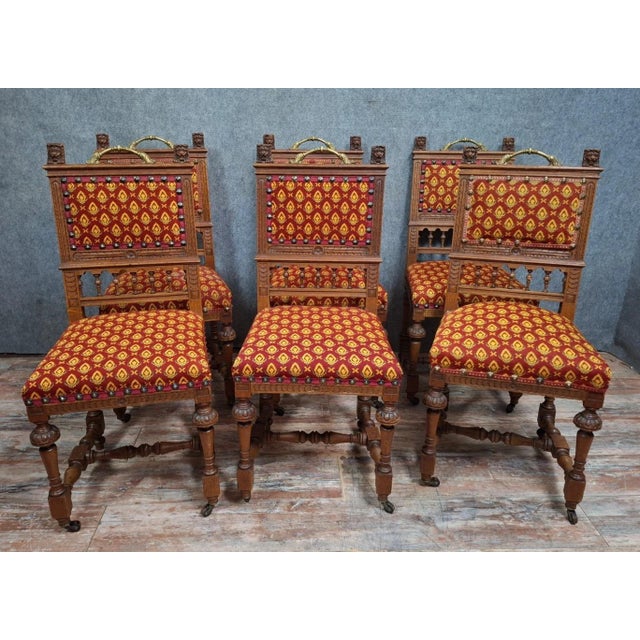 Antique Carved Oak Chairs, 1800s, Set of 6 For Sale - Image 10 of 10