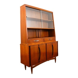 Mid Century Modern China Cabinet Garrison Hutch Glass Display Storage MCM For Sale