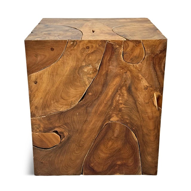 Organic Modern Natural Teak Root Block Side Table For Sale In Los Angeles - Image 6 of 9