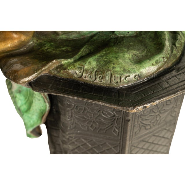 Antique Italian Art Nouveau Cold Painted Bronze Orientalist Figure Arab Girl by Ferdinando De Luca 1900 For Sale - Image 12 of 12