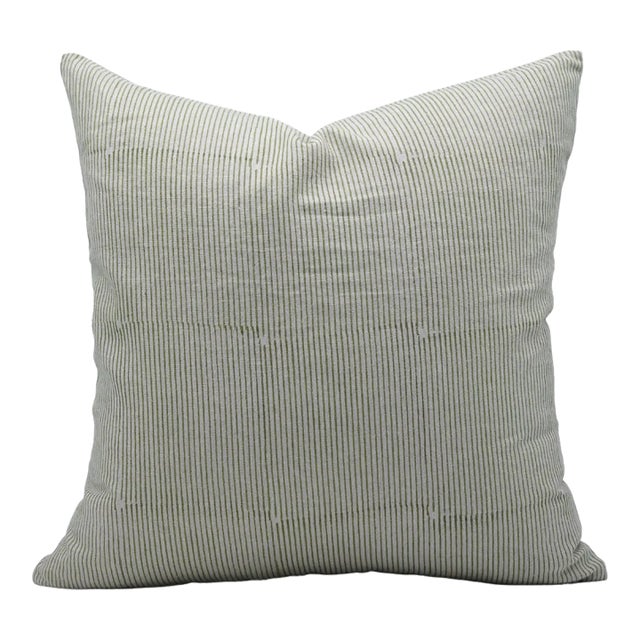 Square/Lumber Floral Block Printed Pillow Cover 18x18 Inch- Pure Linen - Lehar For Sale