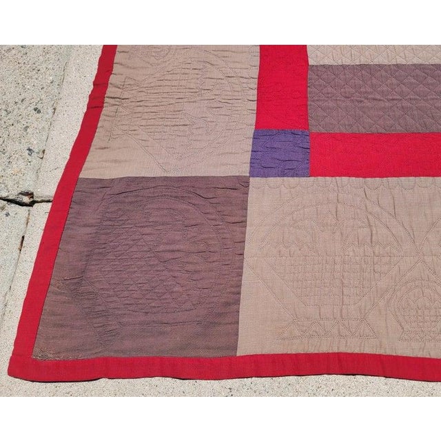 Folk Art 19thc Amish Wool Bars Quilt For Sale - Image 3 of 8