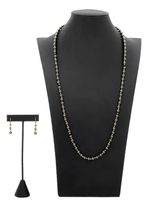 Hematite & 14k Yellow Gold Jewelry Set