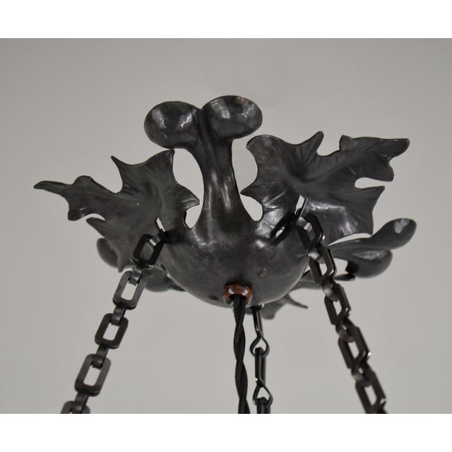 Large French Art Deco Pendant Light by Le Verre Francais Schneider - 1930 Chandelier France For Sale - Image 11 of 14