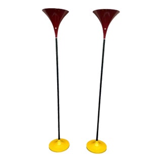 1970s Art Deco Style Torchiere Floor Lamps - a Pair For Sale