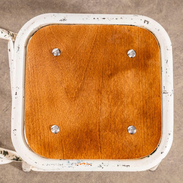 1960's Mullca Low Stacking Stool - White - Pair. Sourced from the French Army these stools were used in field operations...