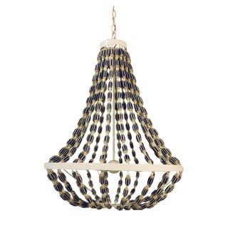 Currey & Co. Organic Modern Blue and White Bead Chandelier Prototype For Sale