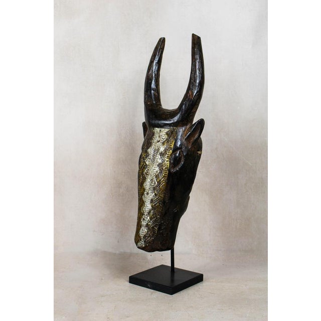 Contemporary Mali Bull Mask with Repoussé Metal Work For Sale - Image 3 of 5