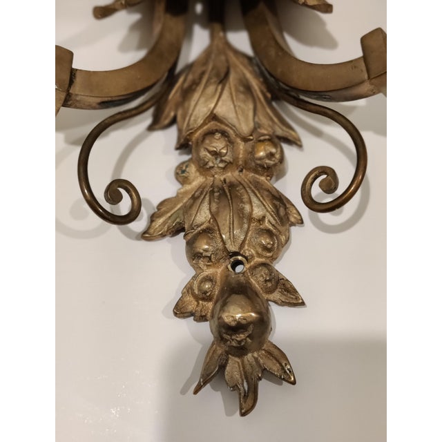 Mid 20th Century Ornate Italian Double Arm Acanthus Leaf Wall Sconces- a Pair For Sale - Image 12 of 12