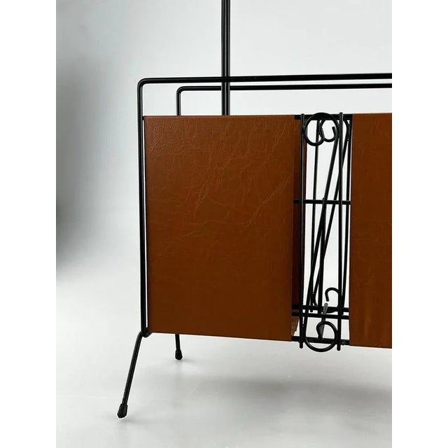 Mid-Century Newspaper Stand in Metal & Teak For Sale - Image 4 of 11