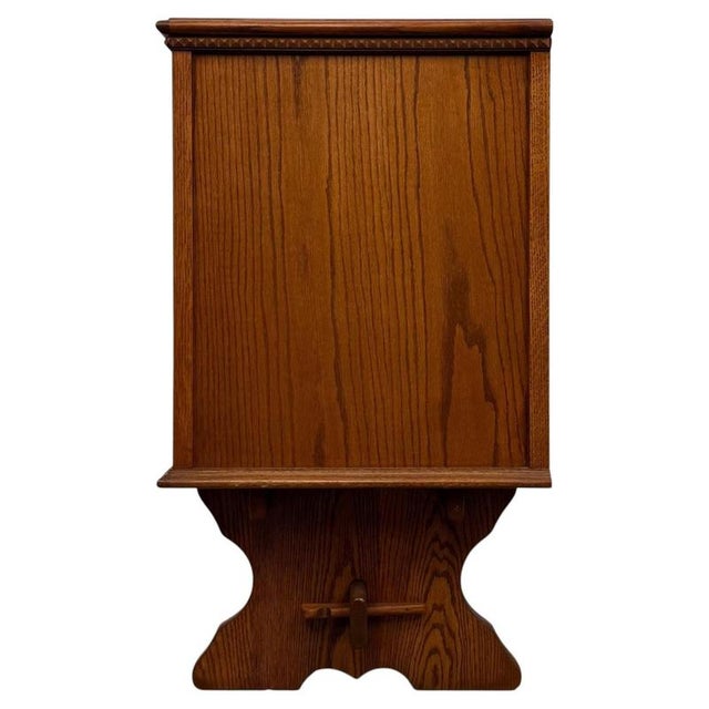 Antique Early 20th Century English Golden Oak Sideboard with Trestle Base For Sale - Image 11 of 13