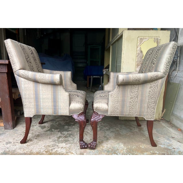 Traditional Pair of Vintage Baker Georgian Style Library Chairs For Sale - Image 3 of 12