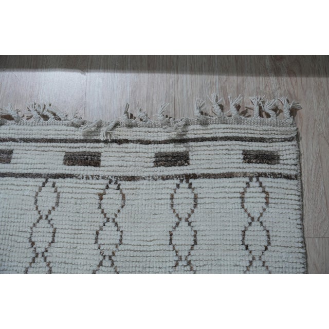 Textile 9x12 New Jasmine Moroccan Beni Ourain Design Ivory Hand Knotted Wool Carpet Rug For Sale - Image 7 of 9