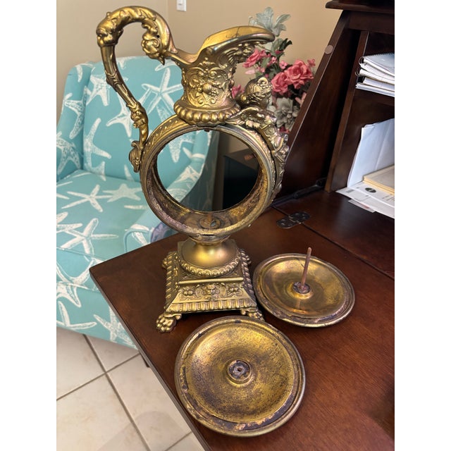 Brass Vintage Baroque Revival Figural Wine Ewer Urn W/Cherubs & Gargoyles For Sale - Image 8 of 8