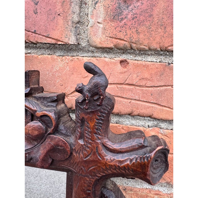 Brown Antique Black Forest Mirror For Sale - Image 8 of 10