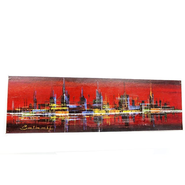Skyline Acrylic Painting, 1970s For Sale - Image 14 of 14